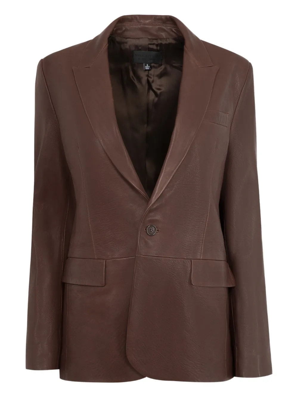 Nili Lotan Belmonde Leather Blazer In Brown