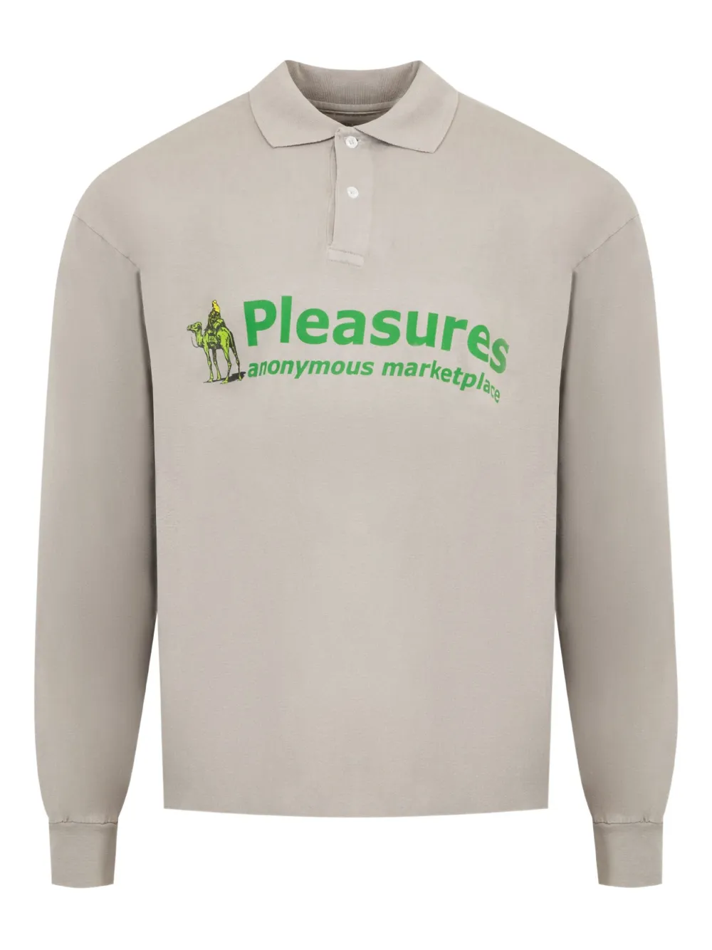 Pleasures Long Sleeve Exchange Polo Shirt In Neutral