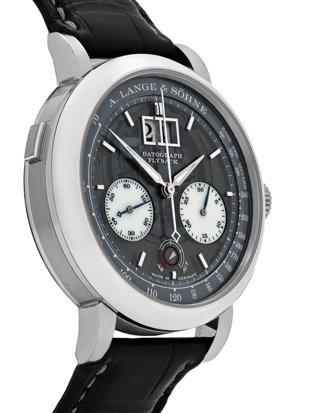 Pre-owned A. Lange & Sohne Unworn Datograph Leather-strap 41mm In Black