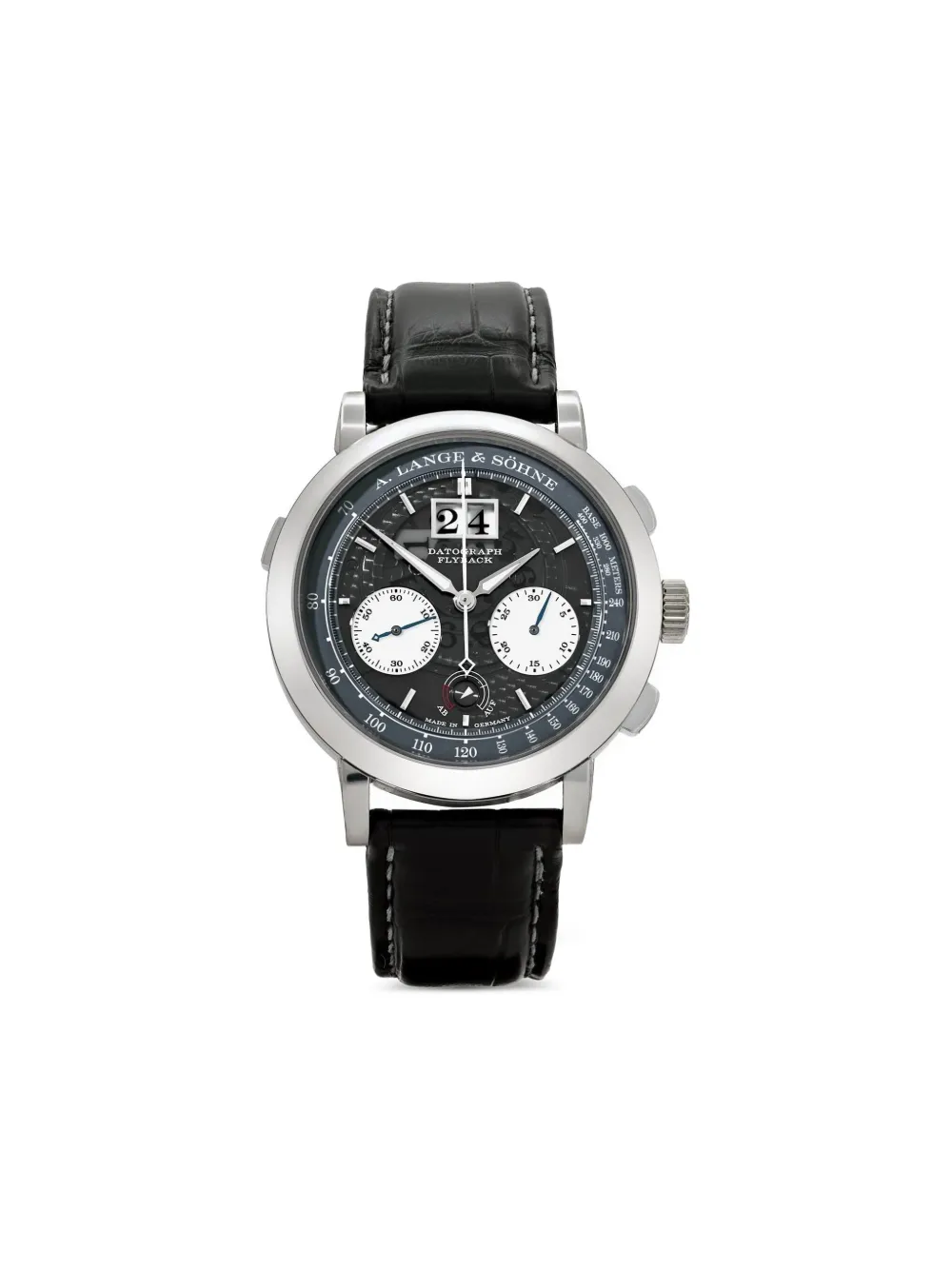 Pre-owned A. Lange & Sohne Unworn Datograph Leather-strap 41mm In Black