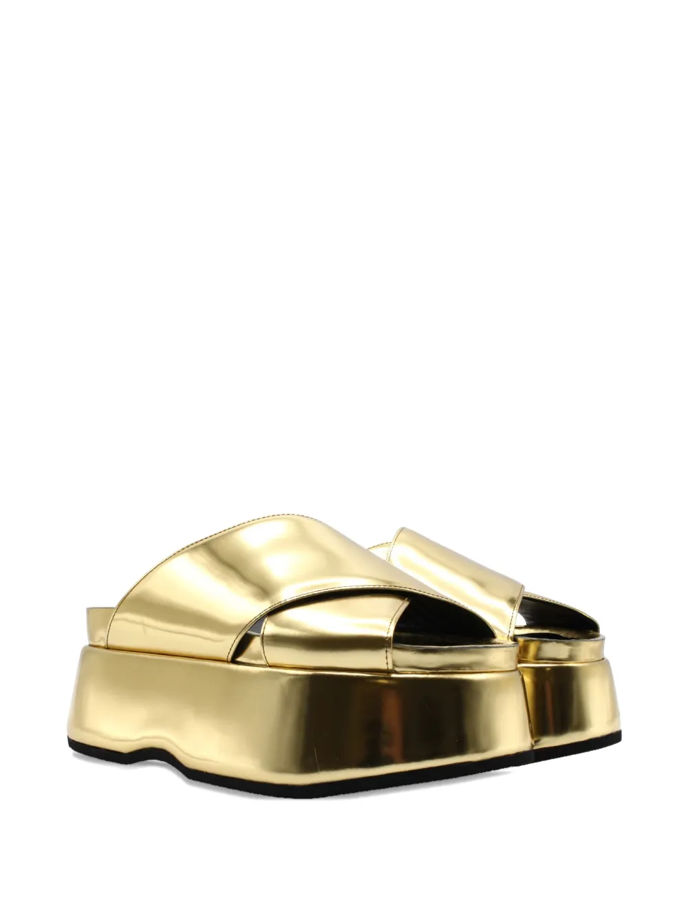 Junya Watanabe Metallic Platform Sandals In Gold