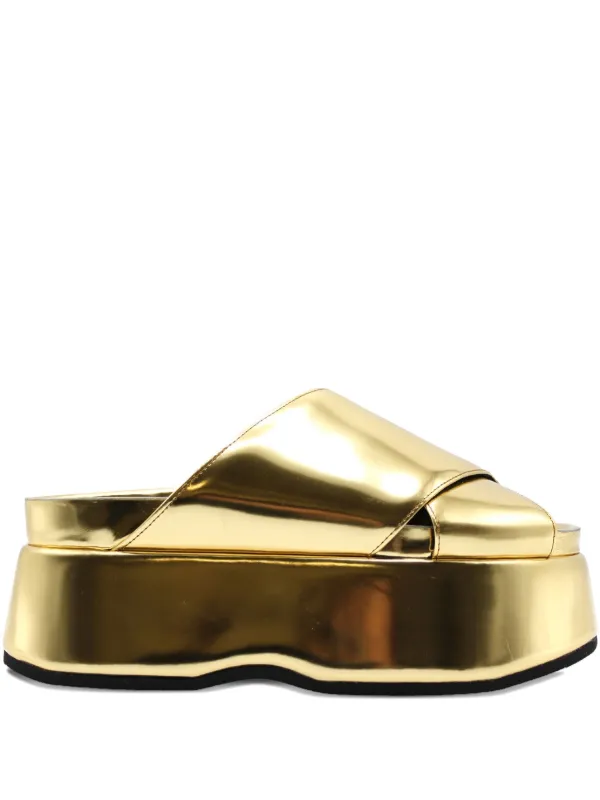 Junya Watanabe Metallic Platform Sandals in Gold