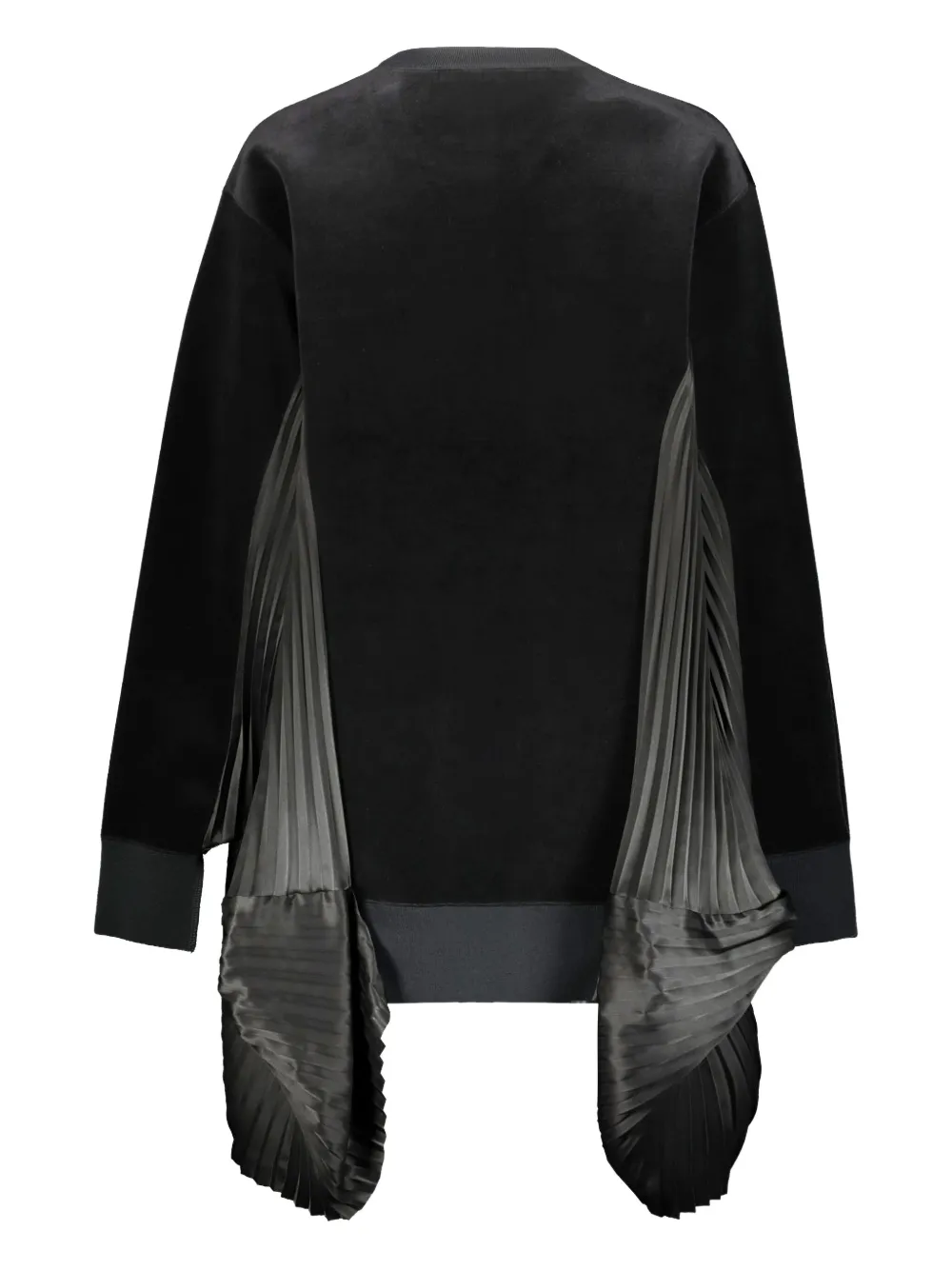 Junya Watanabe Pleated Velvet Crewneck Sweatshirt In Black