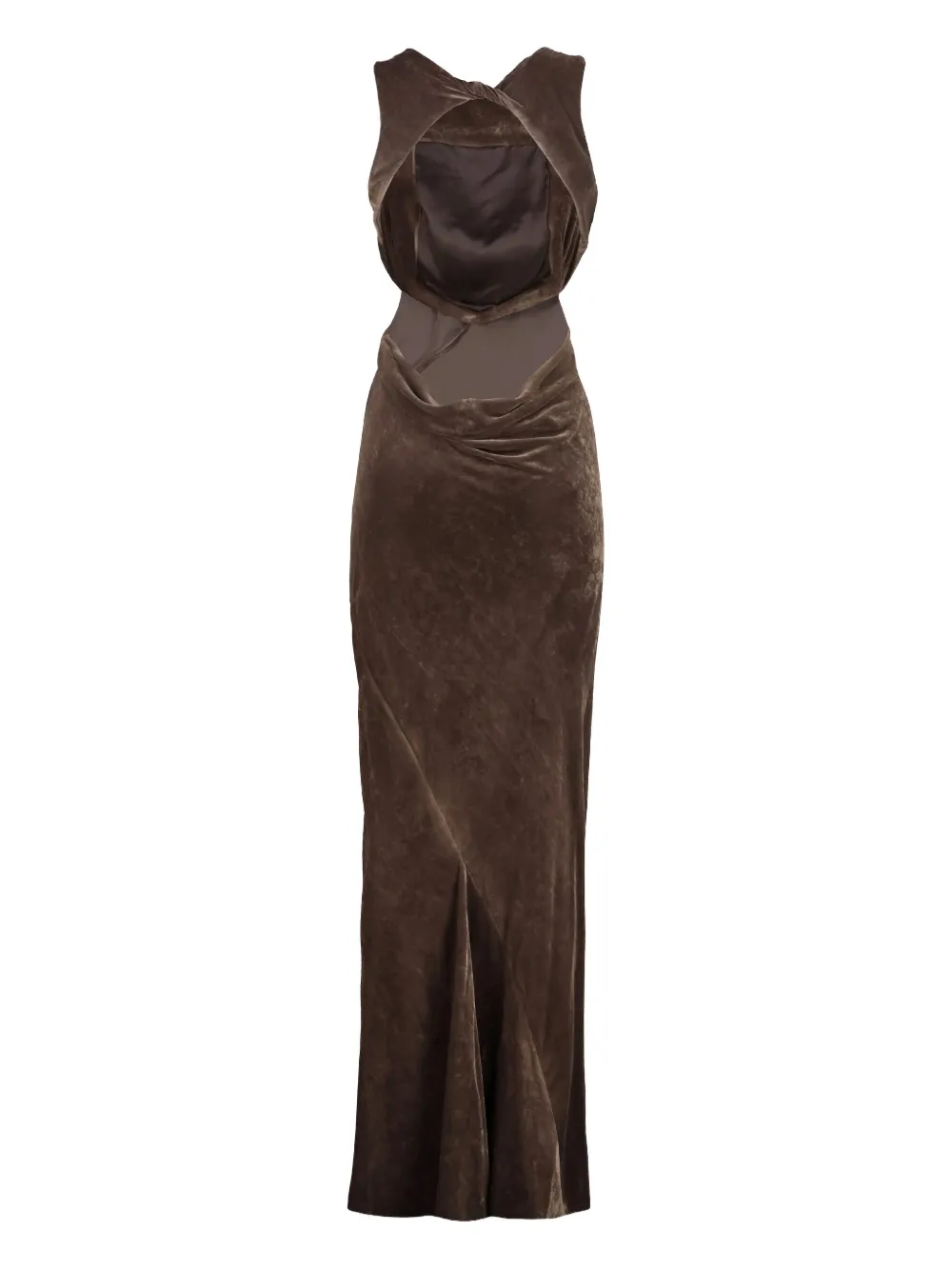 Rick Owens Concordians avondjurk met open rug - Bruin