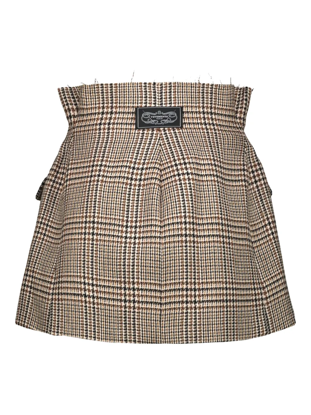 VETEMENTS Mini-rok met dubbele rij knopen en pied-de-poule print - Beige