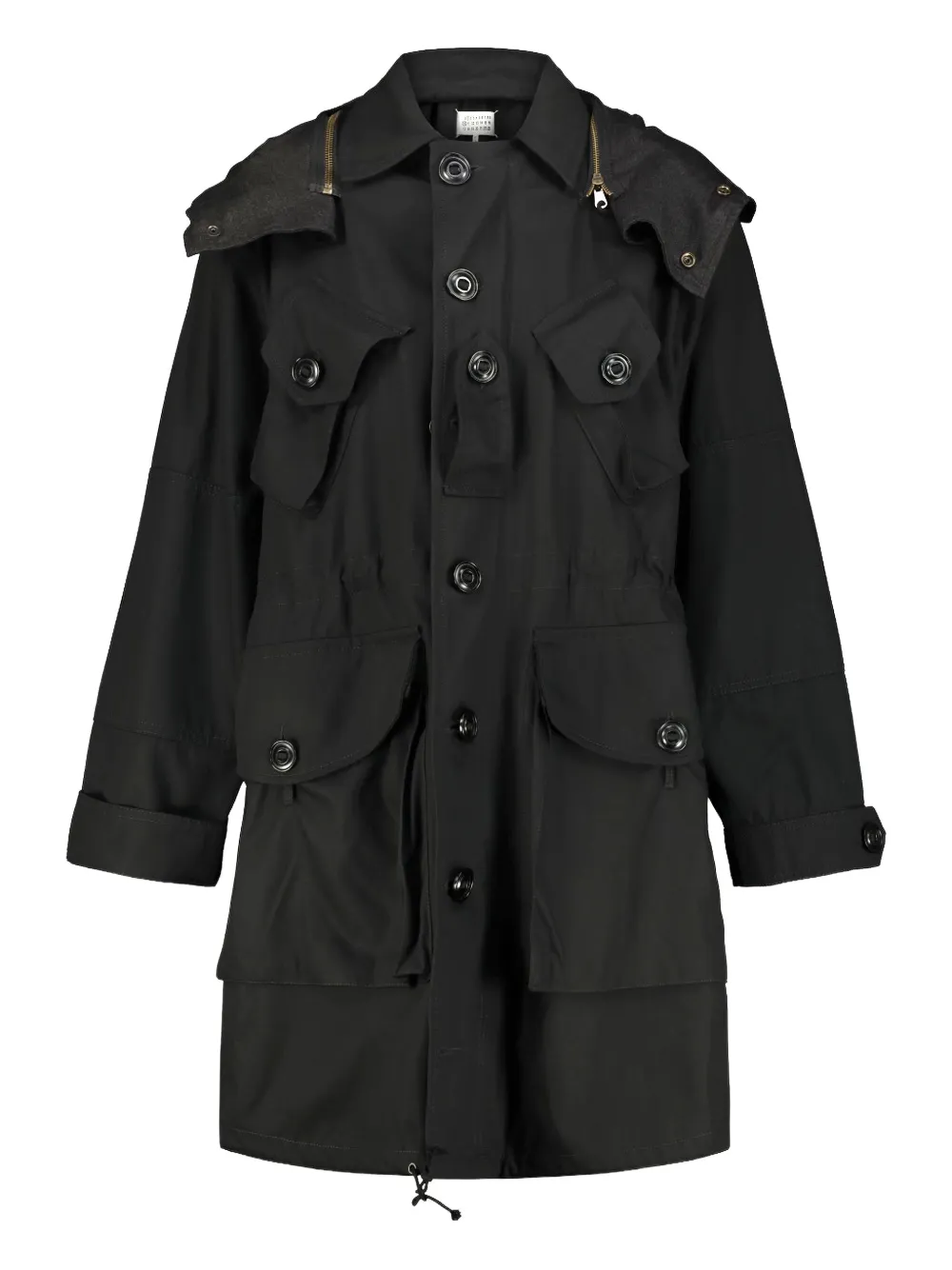 Maison Margiela Hooded Cotton Jacket In Blue