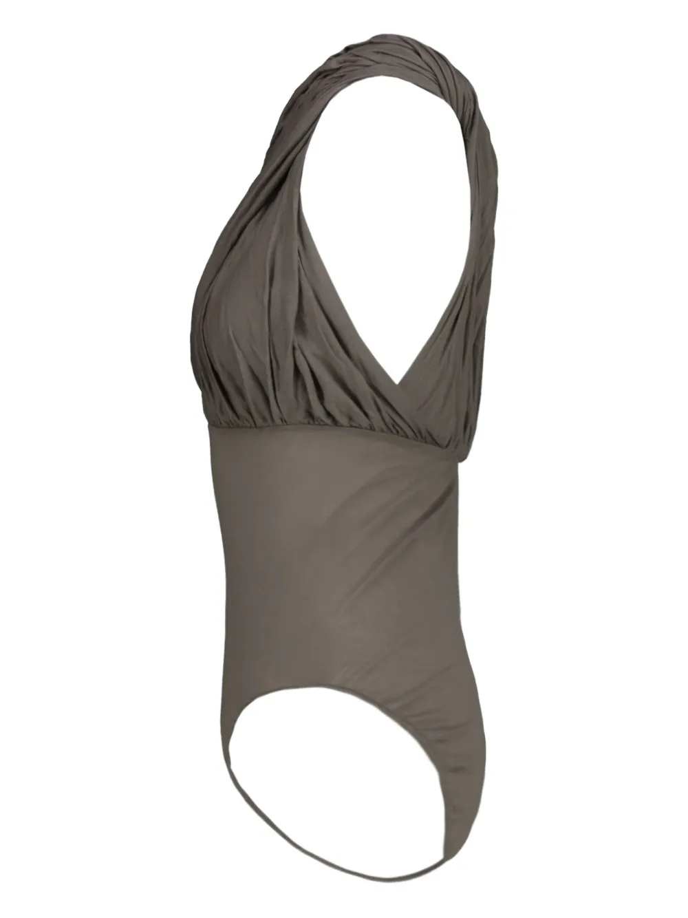 Rick Owens Lido Draped Asymmetric Bodysuit In Gray