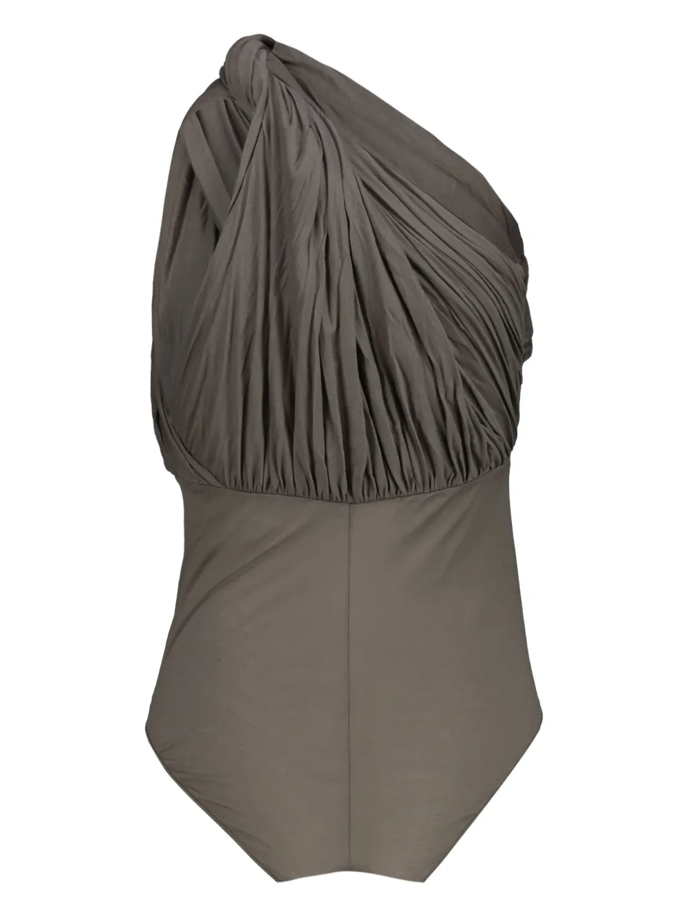 Rick Owens Lido Draped Asymmetric Bodysuit In Gray
