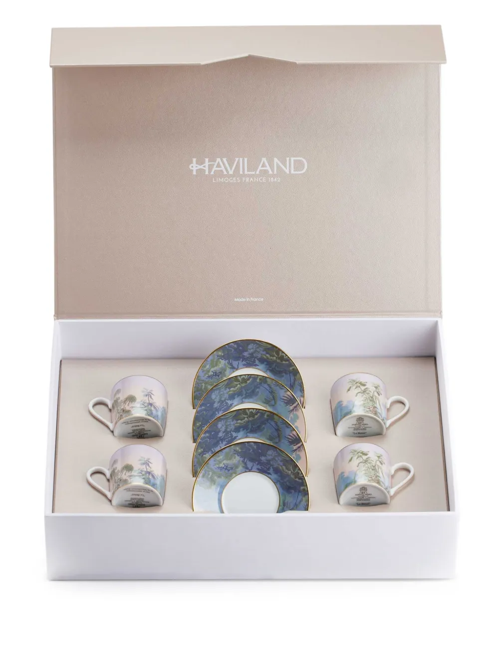 Haviland x Zuber Le Brésil coffee cup & saucer (set of four) | Blue | Image 1