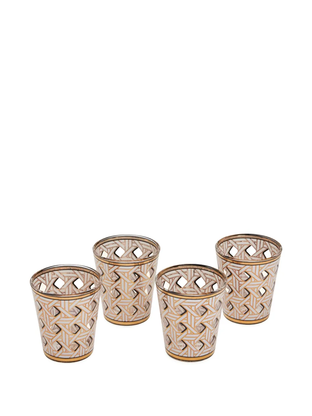  Jonathan Adler Geometric-pattern Drinking Glass (set Of Four) - Gold 