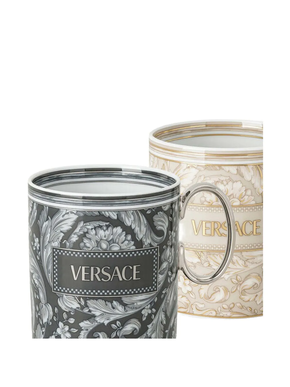 Versace Home Barocco Logo-detail Mug Set (set Of Two) In Gray