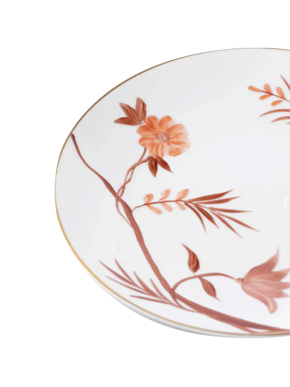 Marie Daage Bouquet De Vie Orange Dessert Plate (21cm) In White