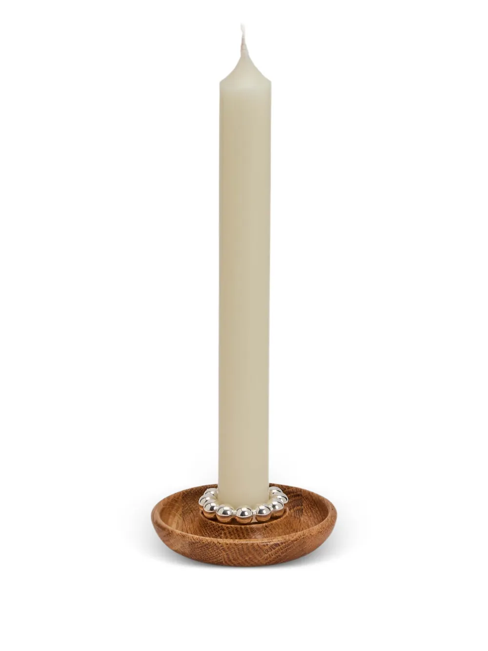 Christofle  perles beaded oak candle holder (8cm) | Brown | Image 1