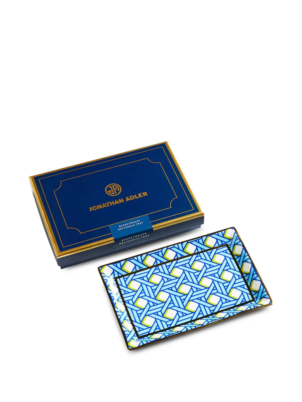 Jonathan Adler bandeja rectangular Basketweave pequeña de 18cm x 12cm | Bandejas y platos decorativos | Image 2