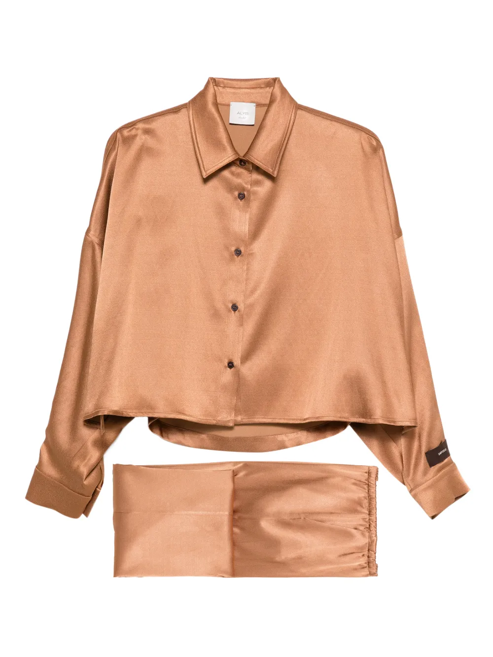 Alysi Set con pantaloni e top a maniche lunghe - Marrone