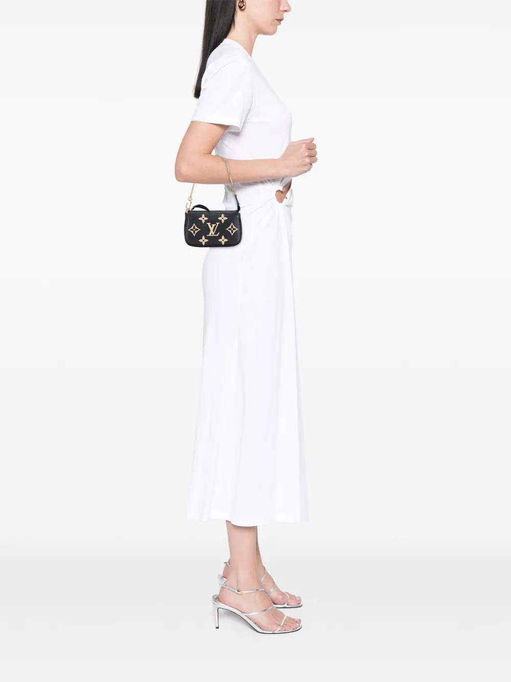 Pre-owned Louis Vuitton 2021-2025 Bicolor Monogram Empreinte Mini Pochette Accessoires Handbag In Black