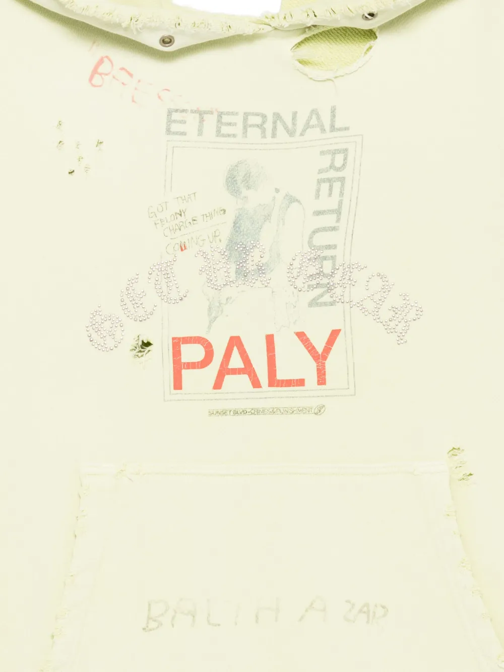 Paly Distressed-effect Hoodie In Neutral