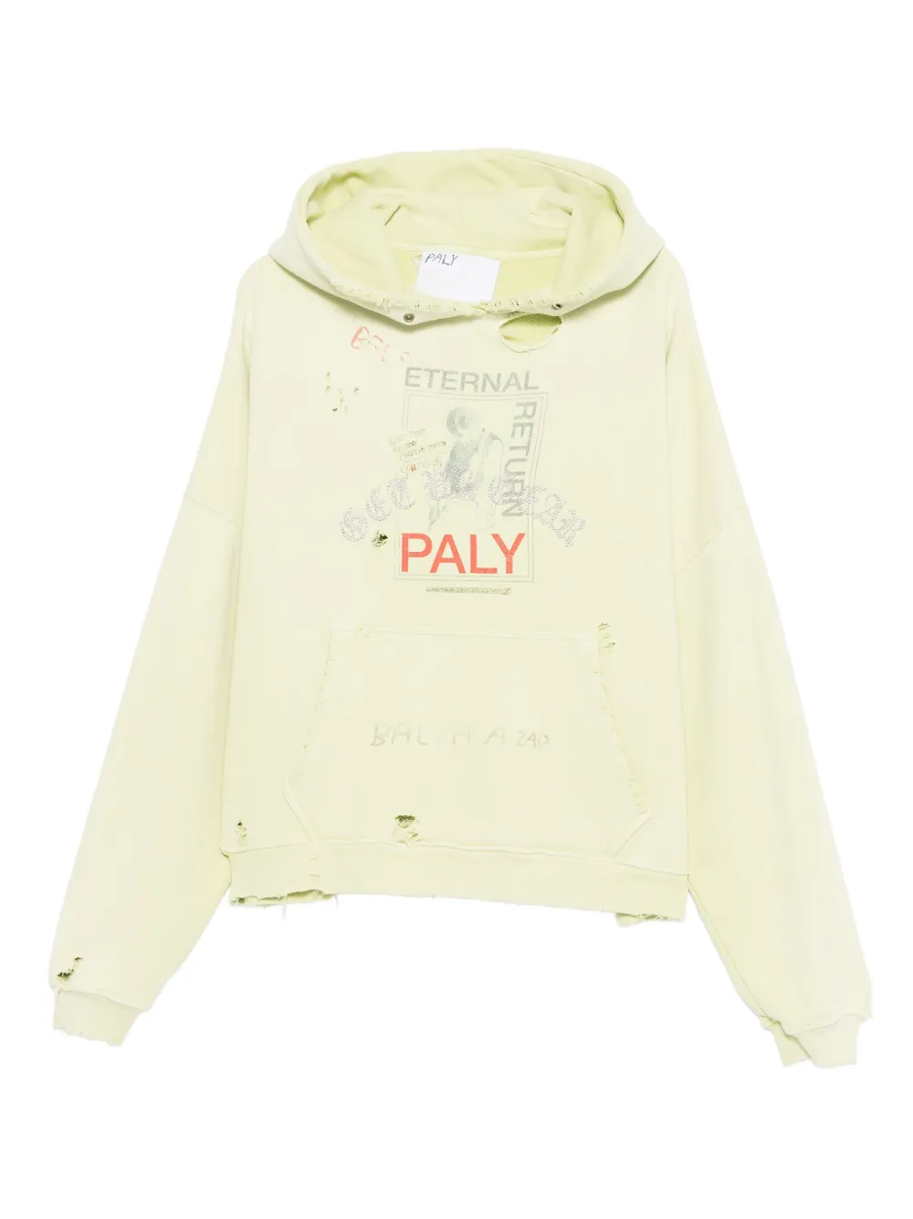 Paly distressed-effect hoodie | Green | Image 1