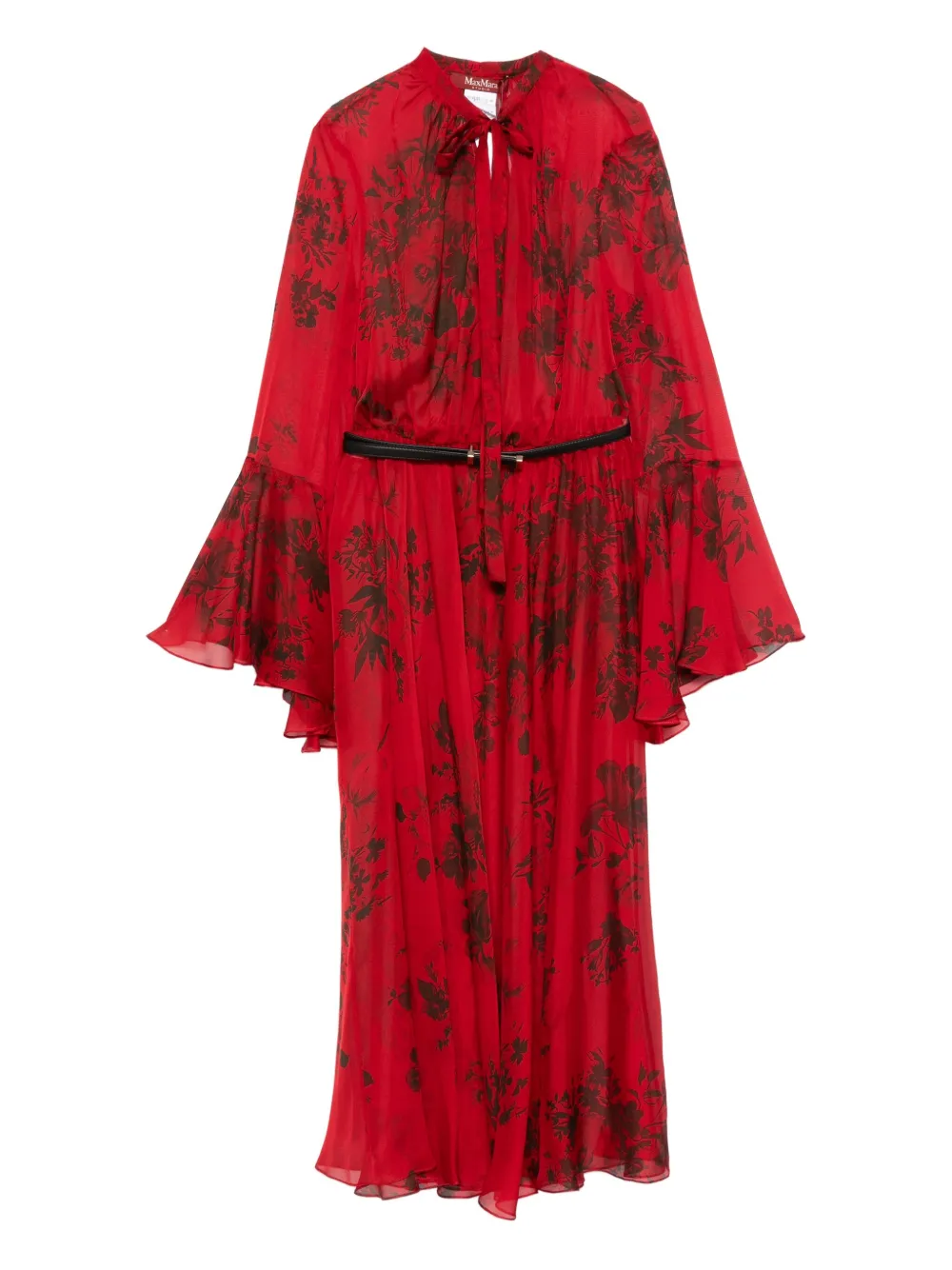 Max Mara フローラル ベルテッド ドレス - ROSSO Max Mara フローラル ベルテッド ドレス - ROSSO