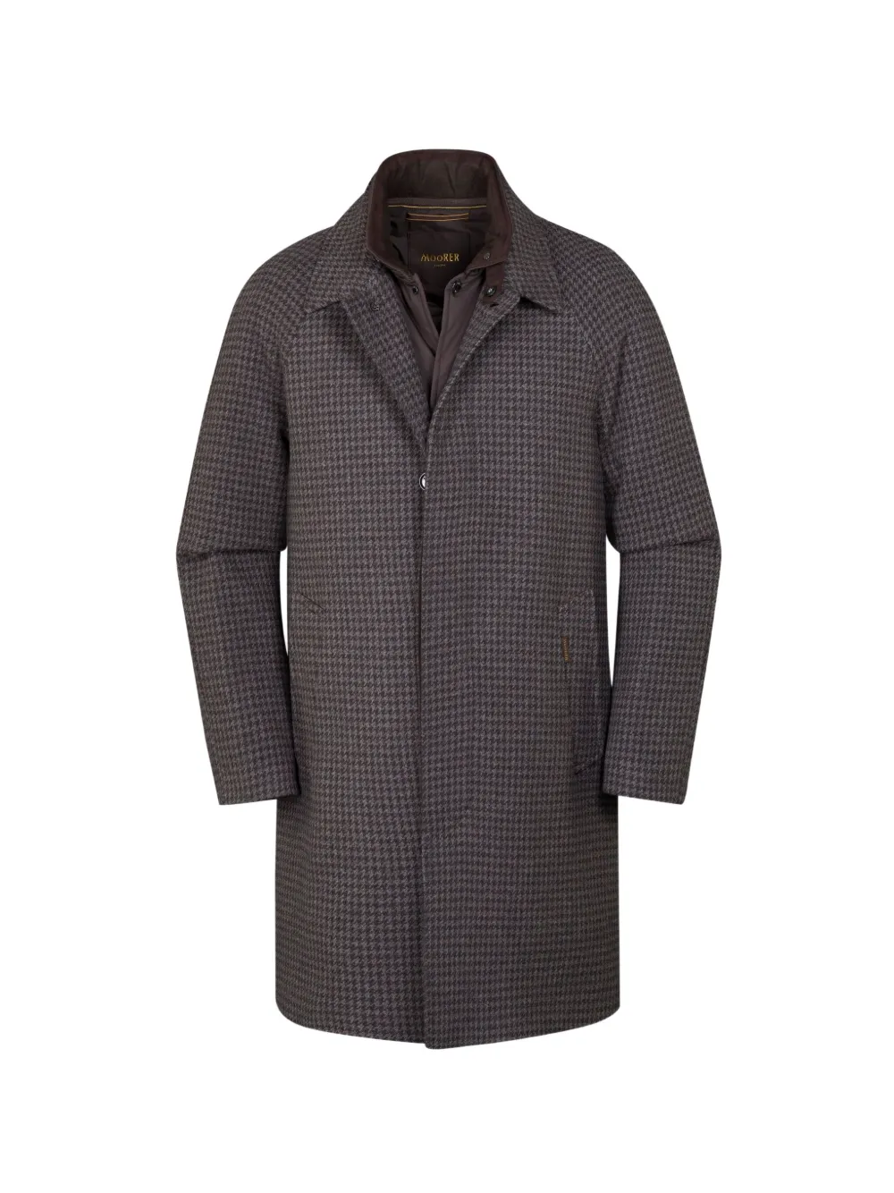 Moorer Marden-h-pp Houndstooth Collared Coat In Gray