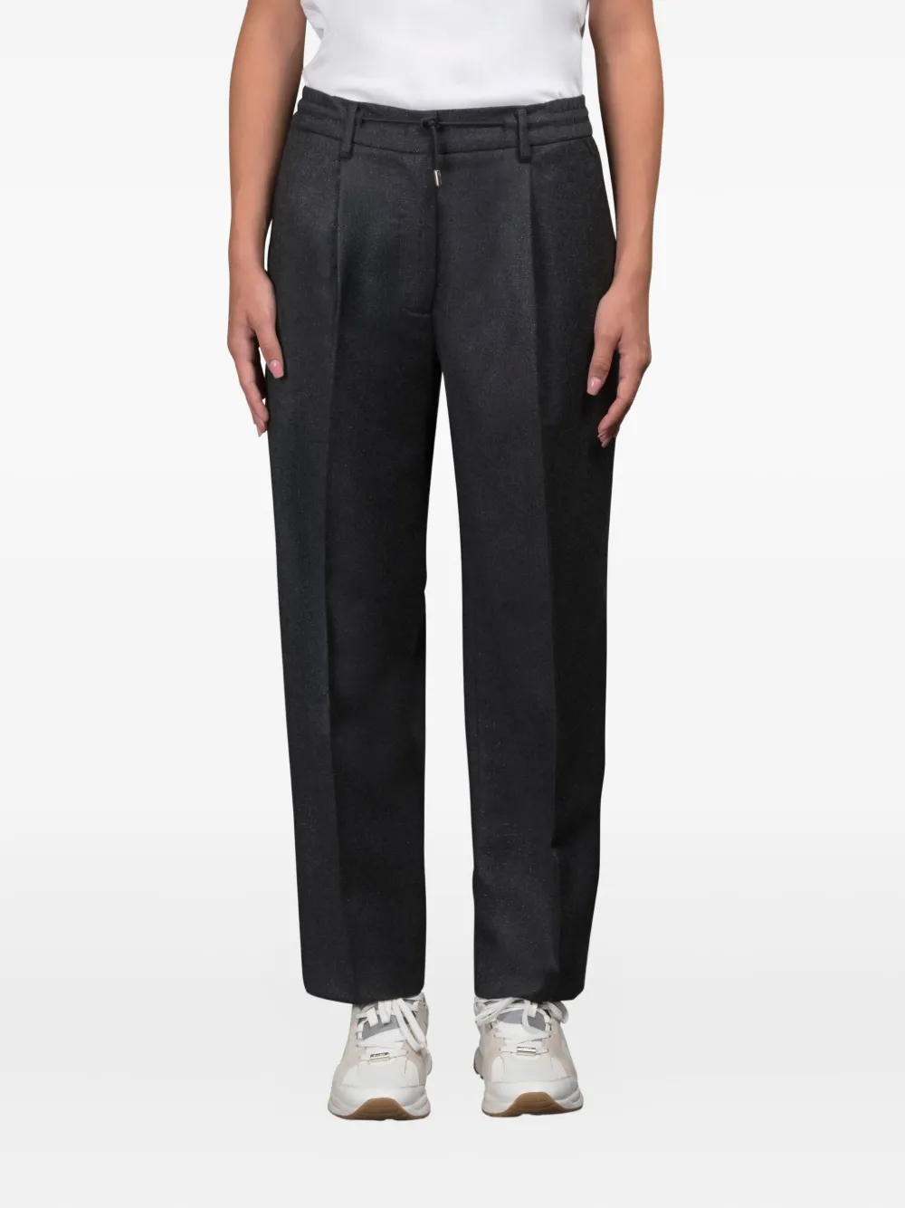 Moorer Antonia-Lxw drawstring pleated trousers - Grijs