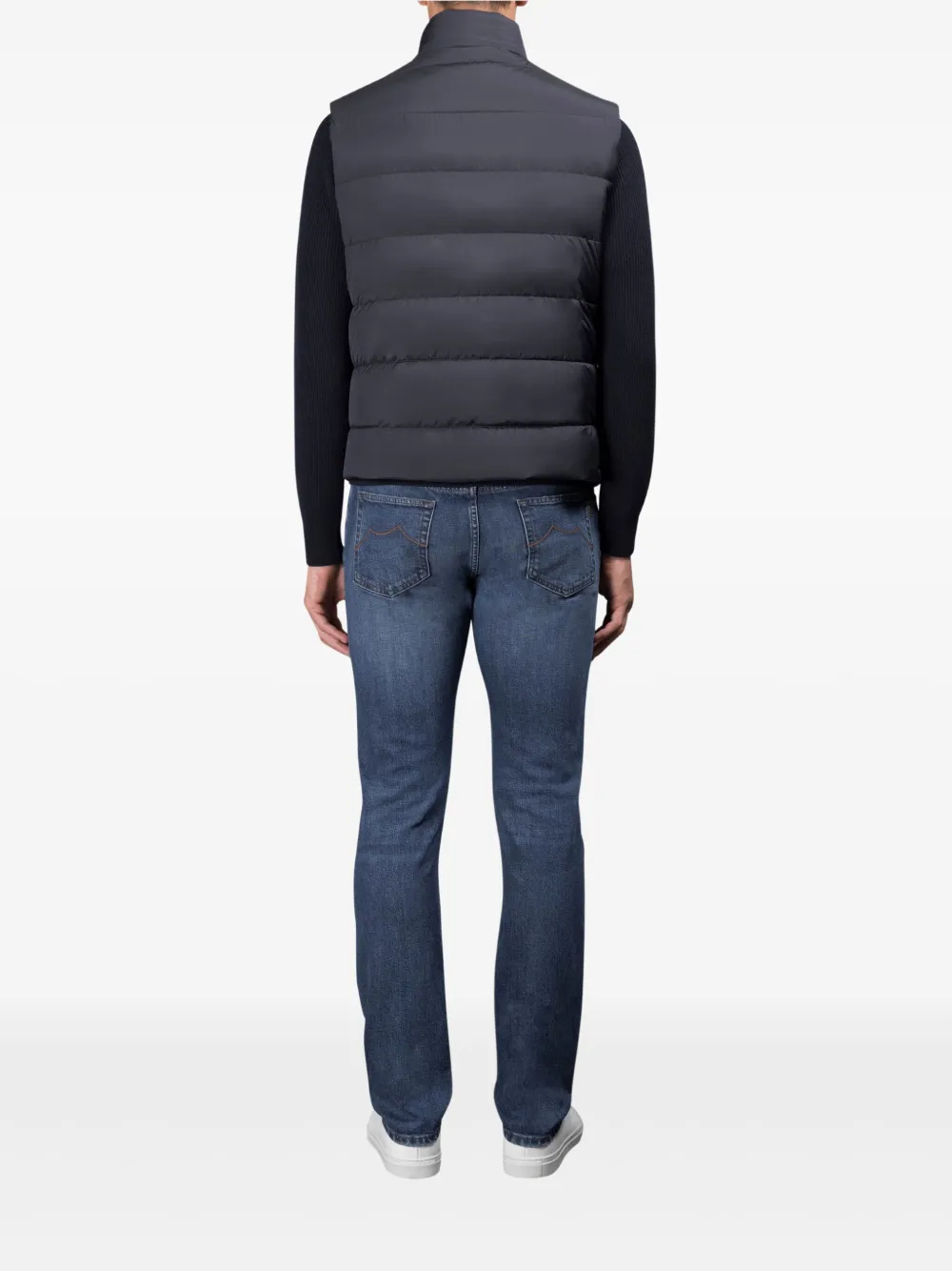 Moorer Falieri-Ls9 gewatteerde spencer met rits Blauw