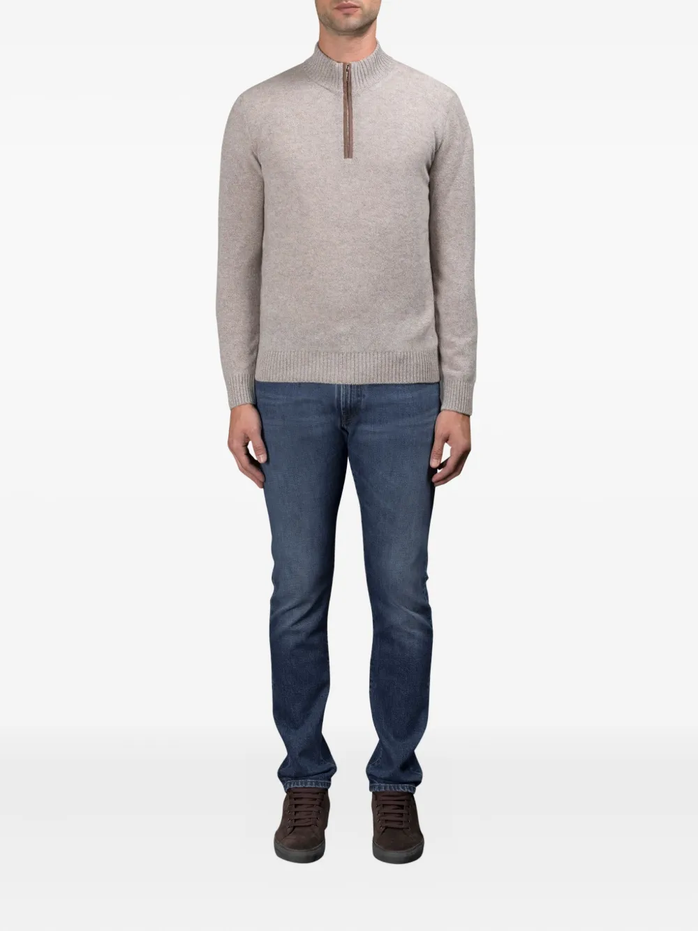 Moorer Osmund-Cws zip-neck sweater - Beige