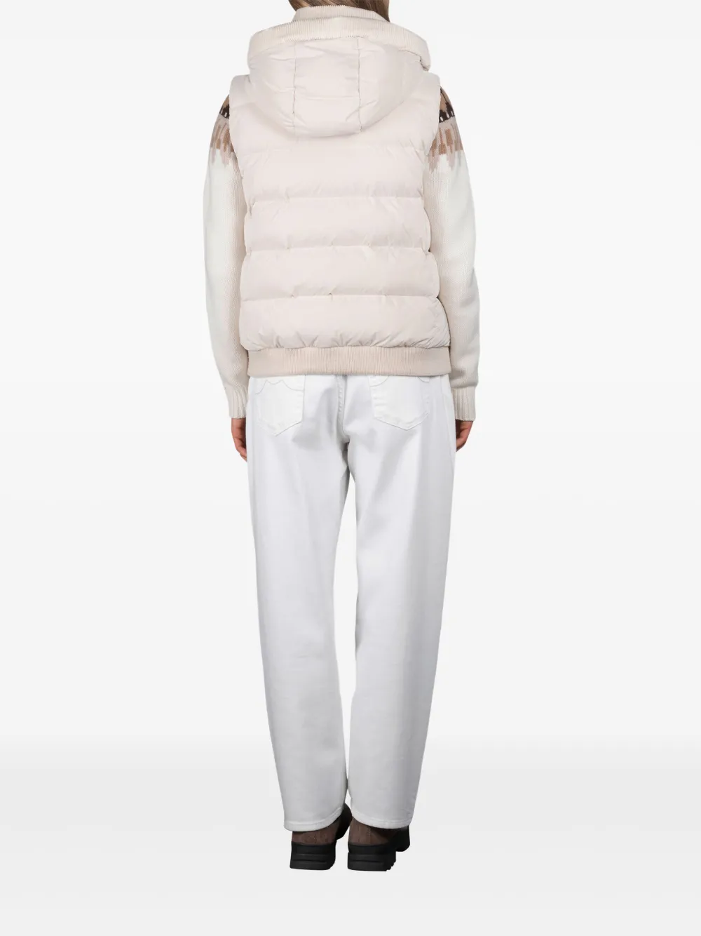 Moorer Layre-lvo Hooded Corduroy Gilet In Neutral