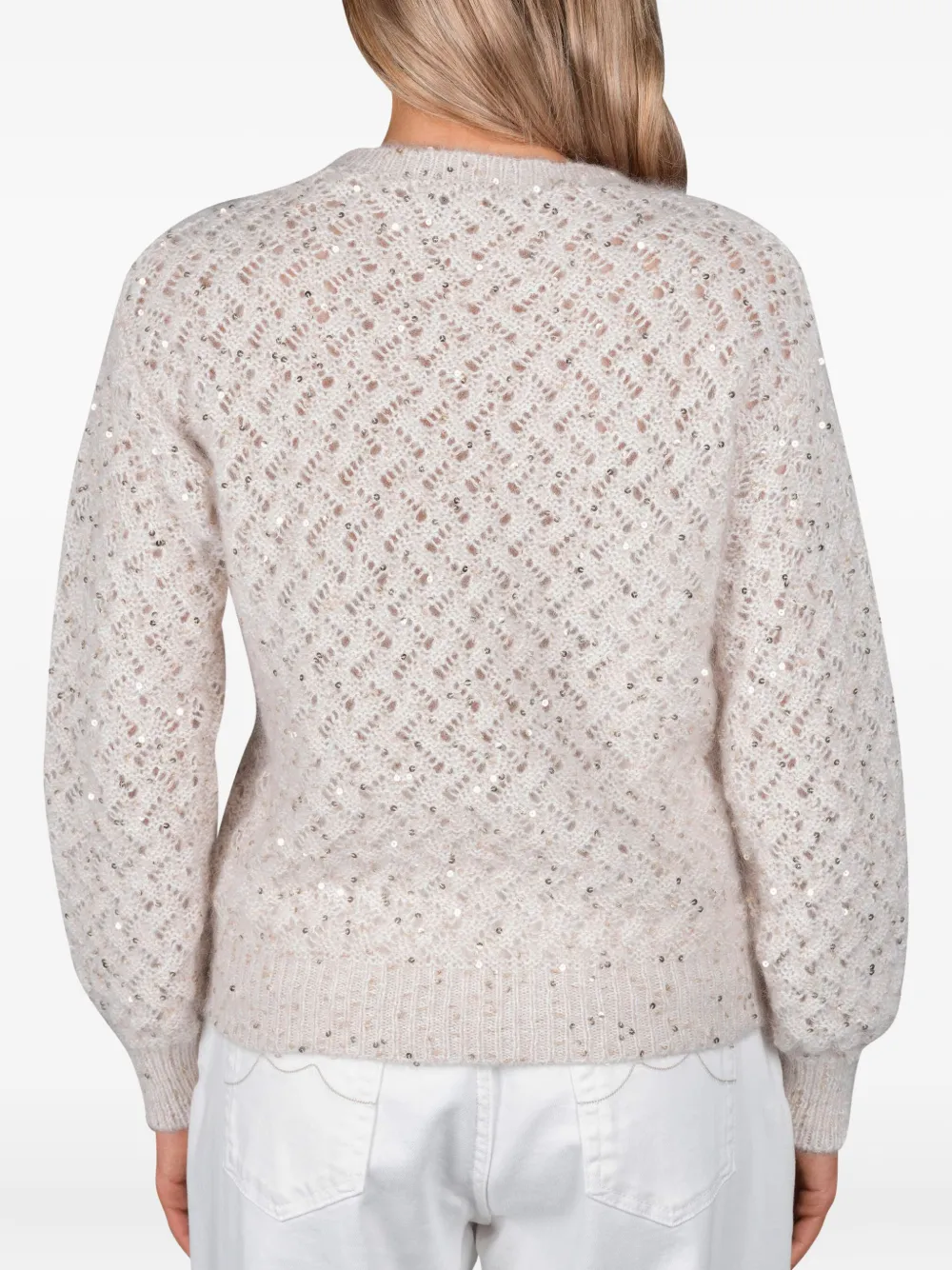Moorer Cerami-Zlx trui verfraaid met pailletten Beige