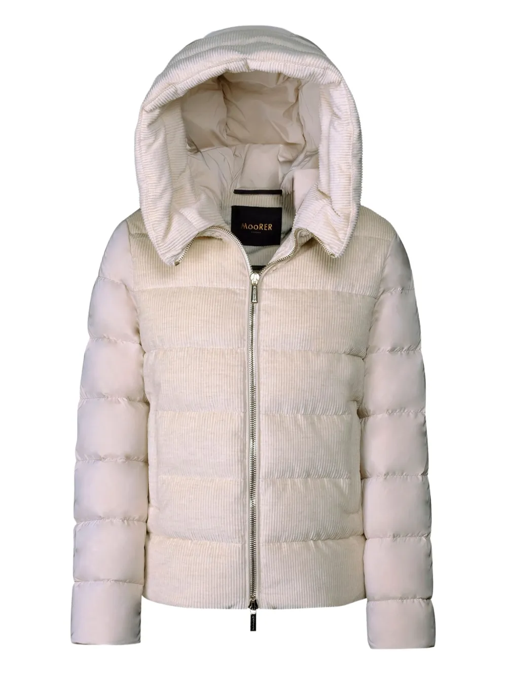 Moorer Nitya-lvo Hooded Corduroy Jacket In White