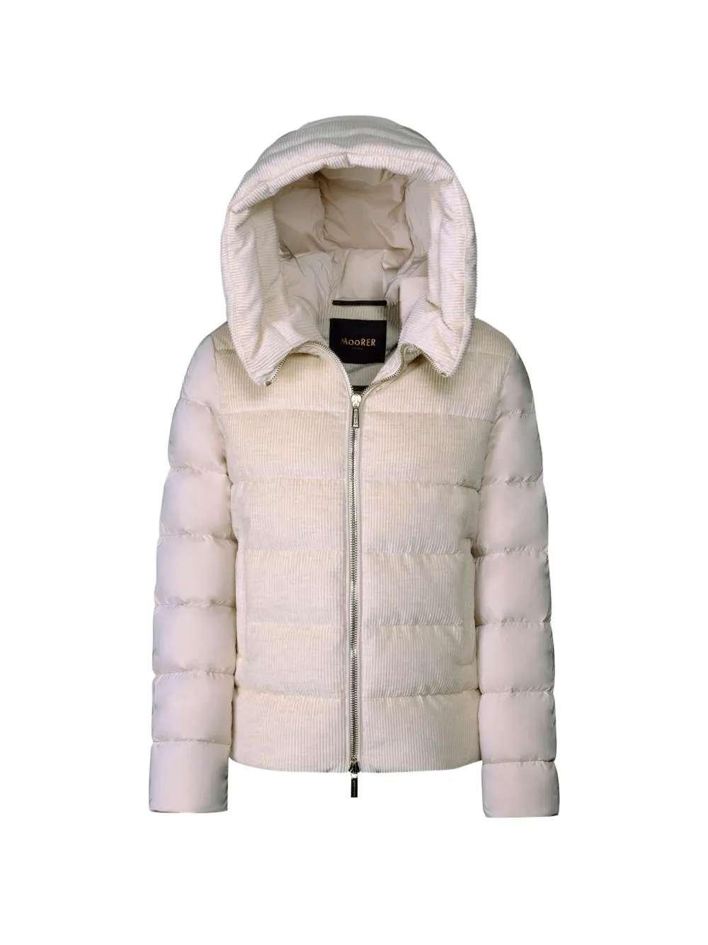 Moorer Nitya-lvo Hooded Corduroy Jacket In White