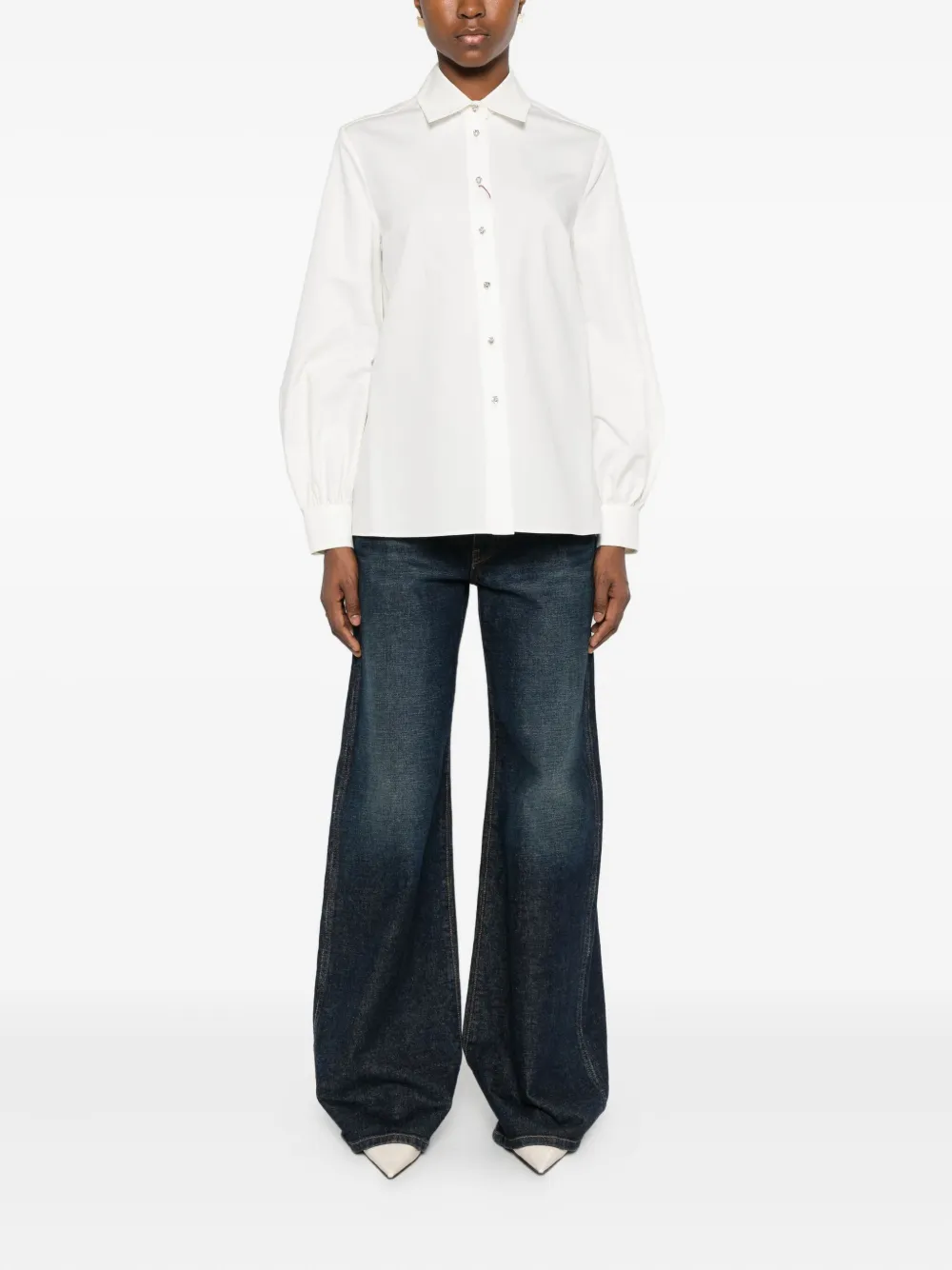 Max Mara Cut-out Layered Shirt In White