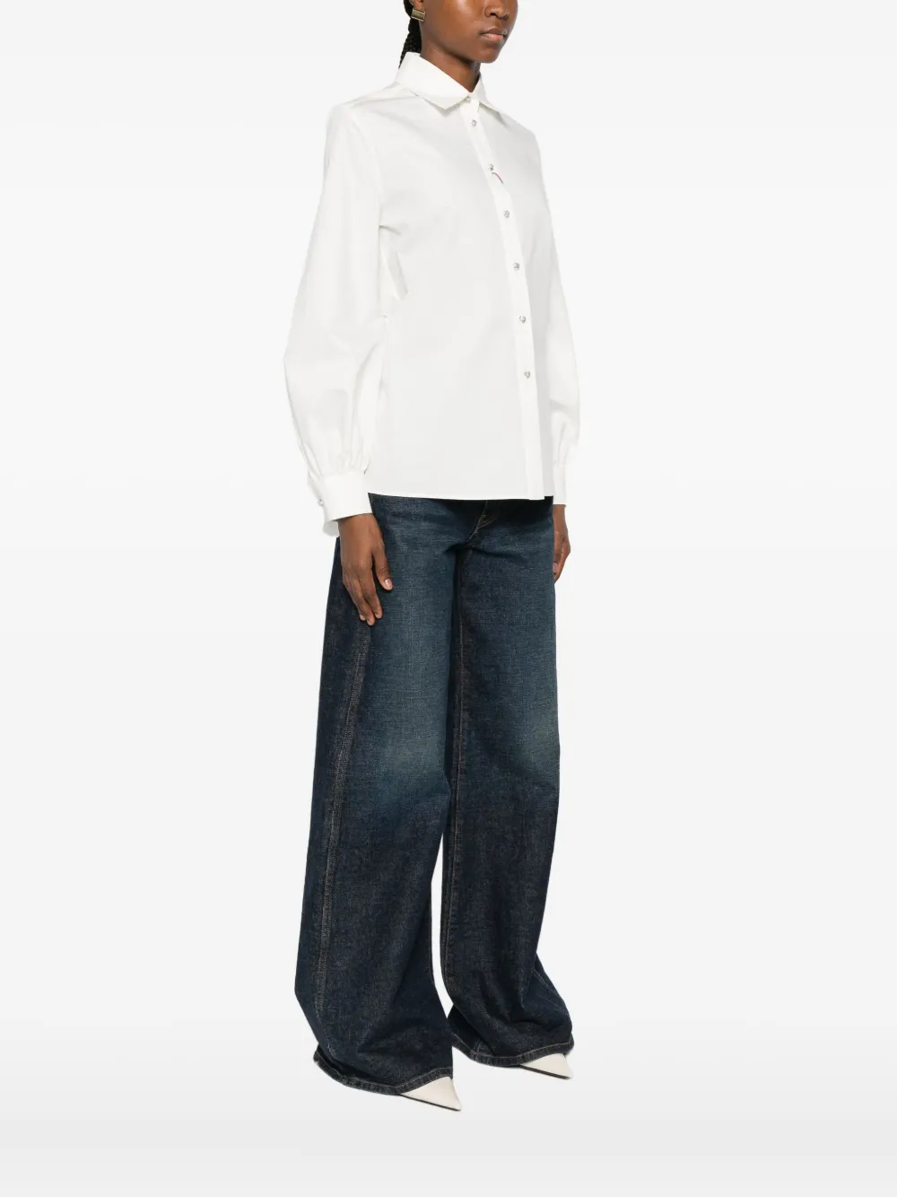 Max Mara Cut-out Layered Shirt In White