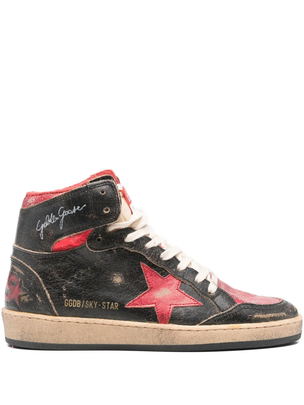 Golden Goose Sky Star laminated sneakers Zwart