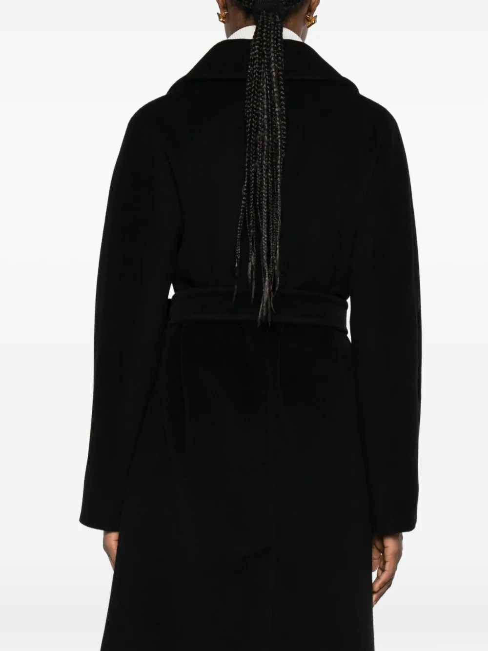 Max Mara Drop-shoulder Belted Coat In Black