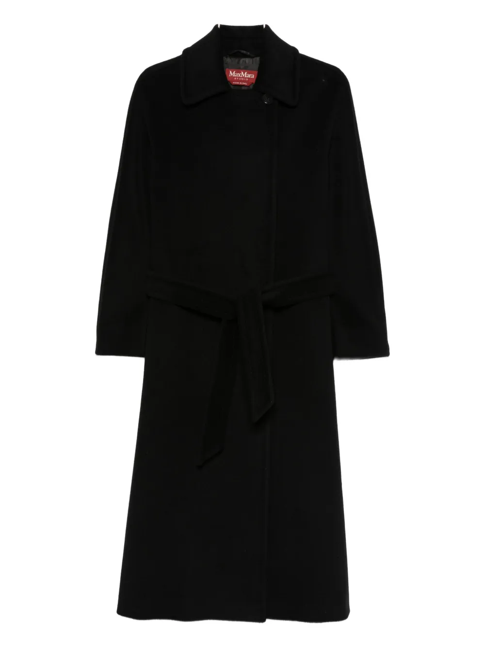 Max Mara Drop-shoulder Belted Coat In Black