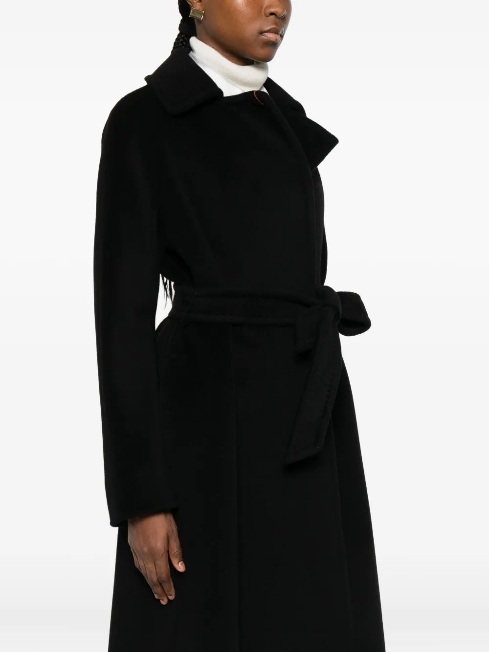 Max Mara Drop-shoulder Belted Coat In Black