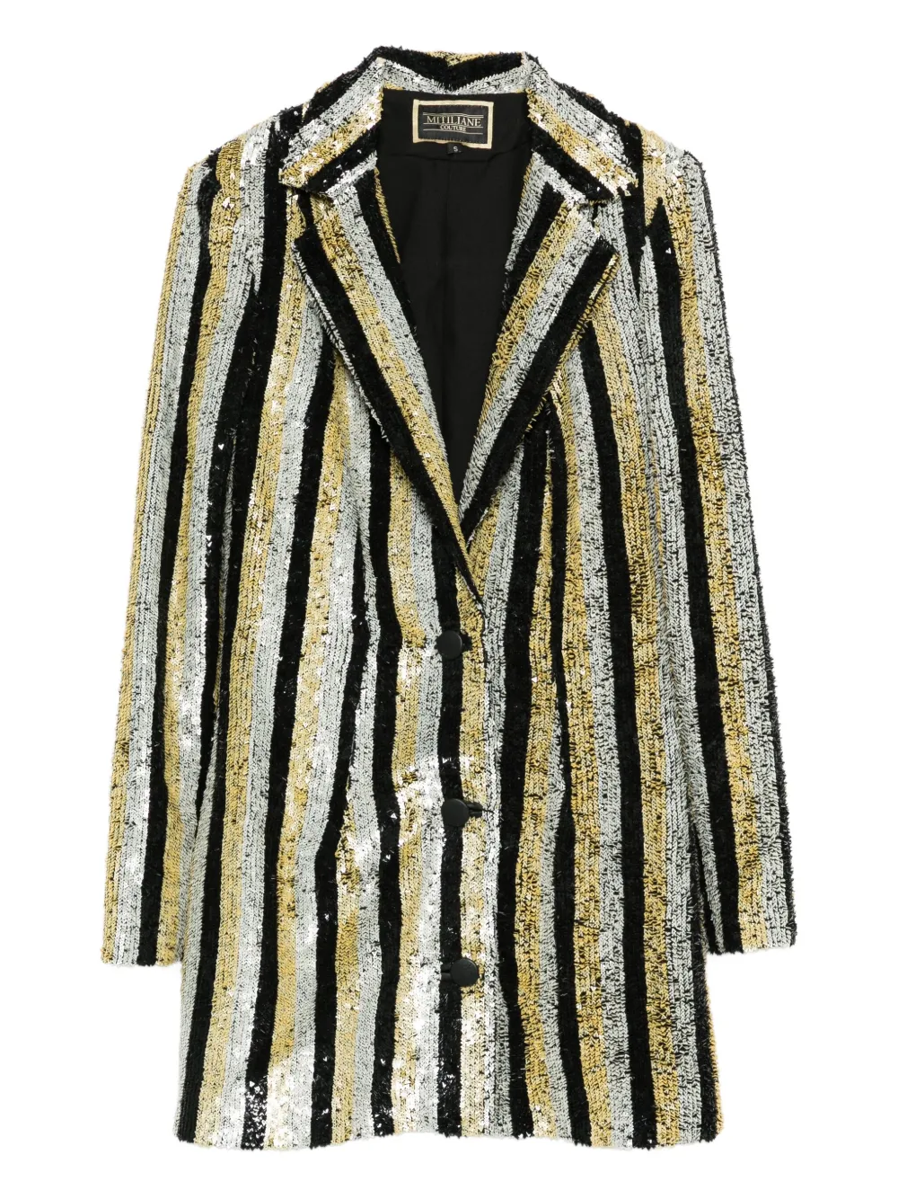 MITILIANE COUTURE striped sequined tuxedo coat | Black | Image 1
