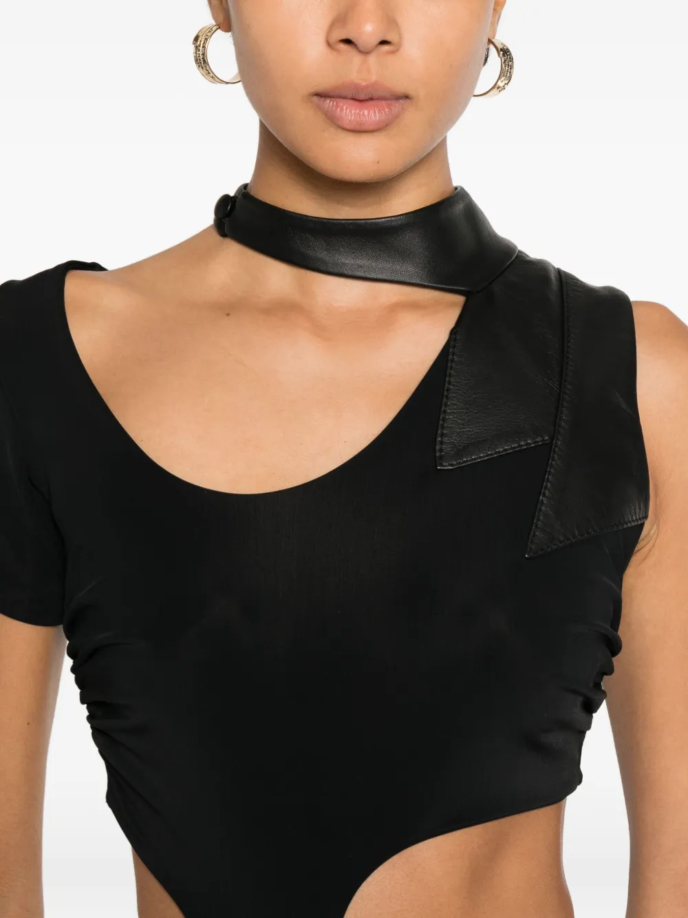 Mitiliane Couture Leather Insert Top In Black