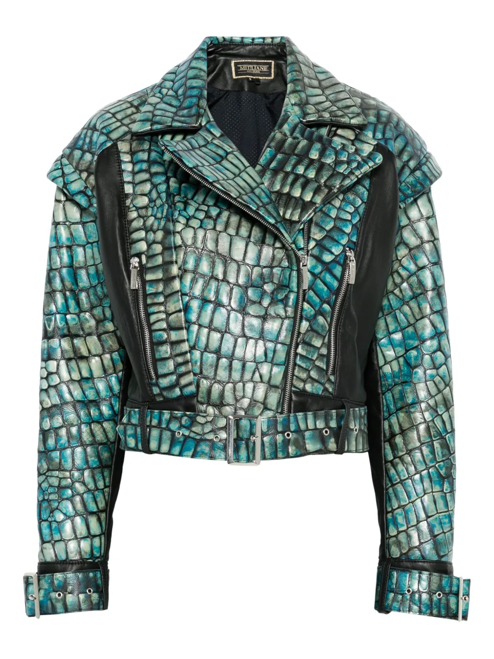 Mitiliane Couture Embossed Leather Jacket In Green