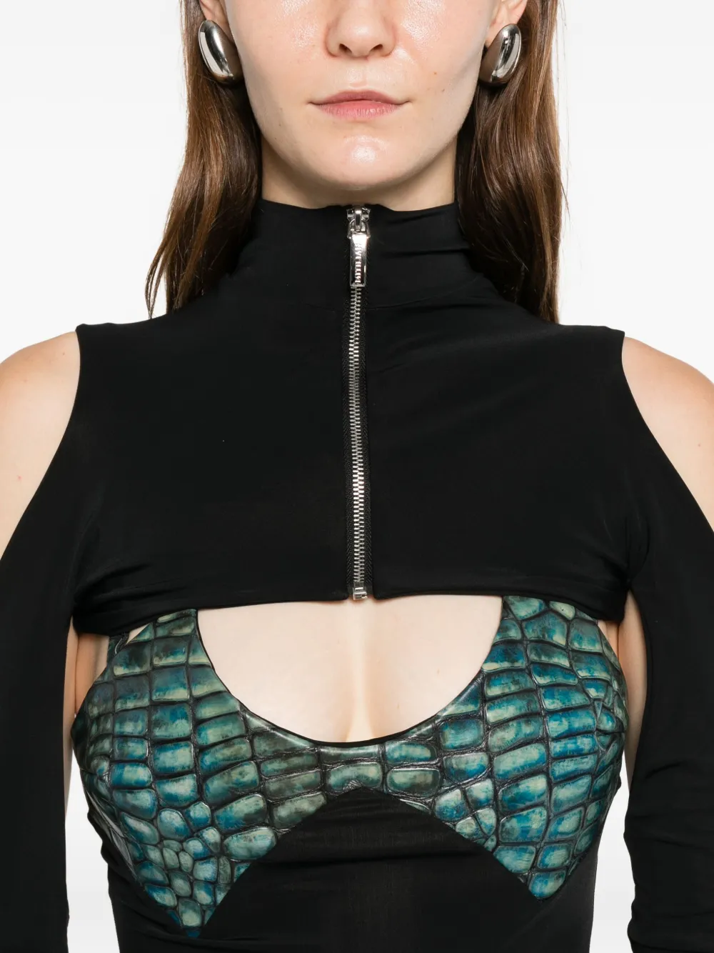 Embossed Corset Croc Effect Top