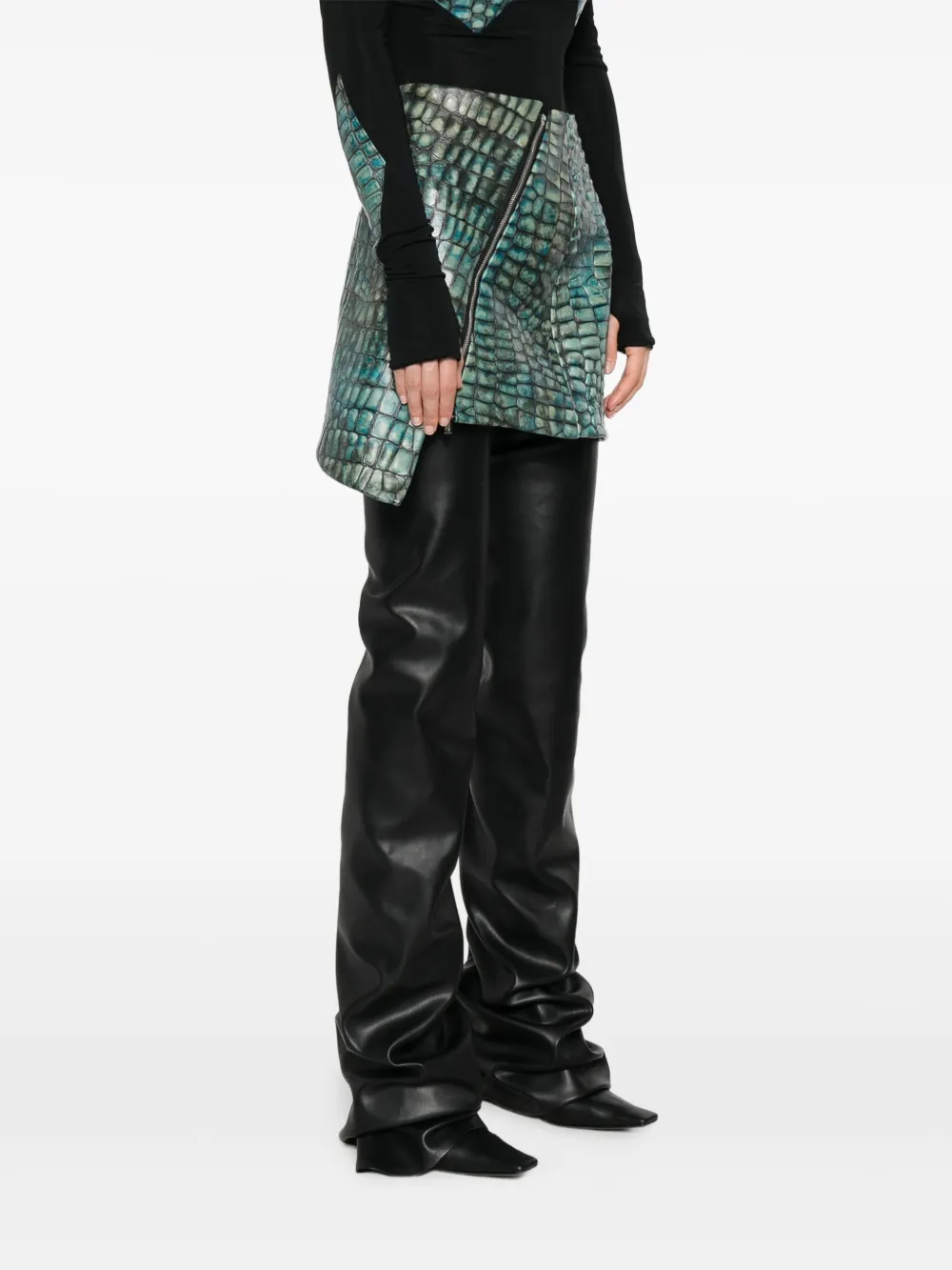 Embossed Leather Croc Effect Skirt