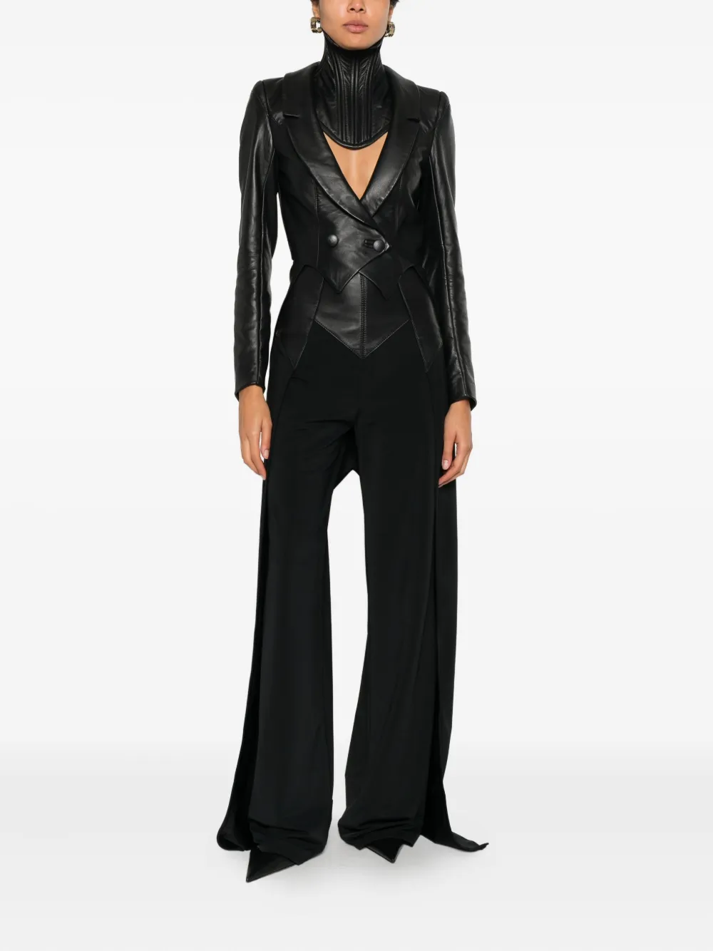 Mitiliane Couture Panelled Leather Corset In Black