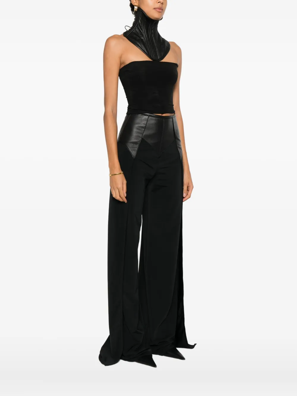 Mitiliane Couture Panelled Leather Corset In Black