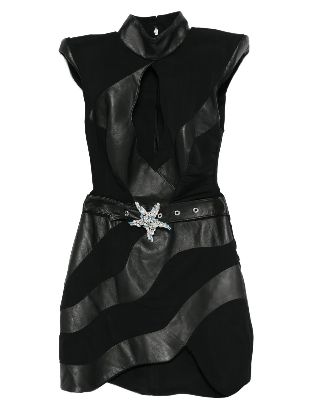 MITILIANE COUTURE leather inserts starfish belt dress - Nero