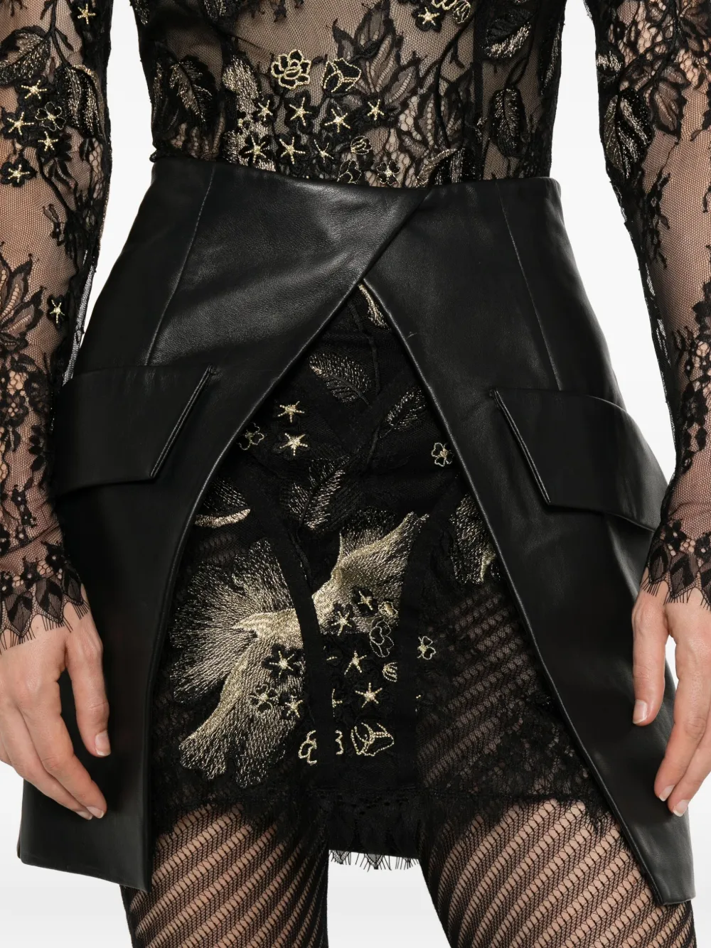 Mitiliane Couture Leather Skirt In Black