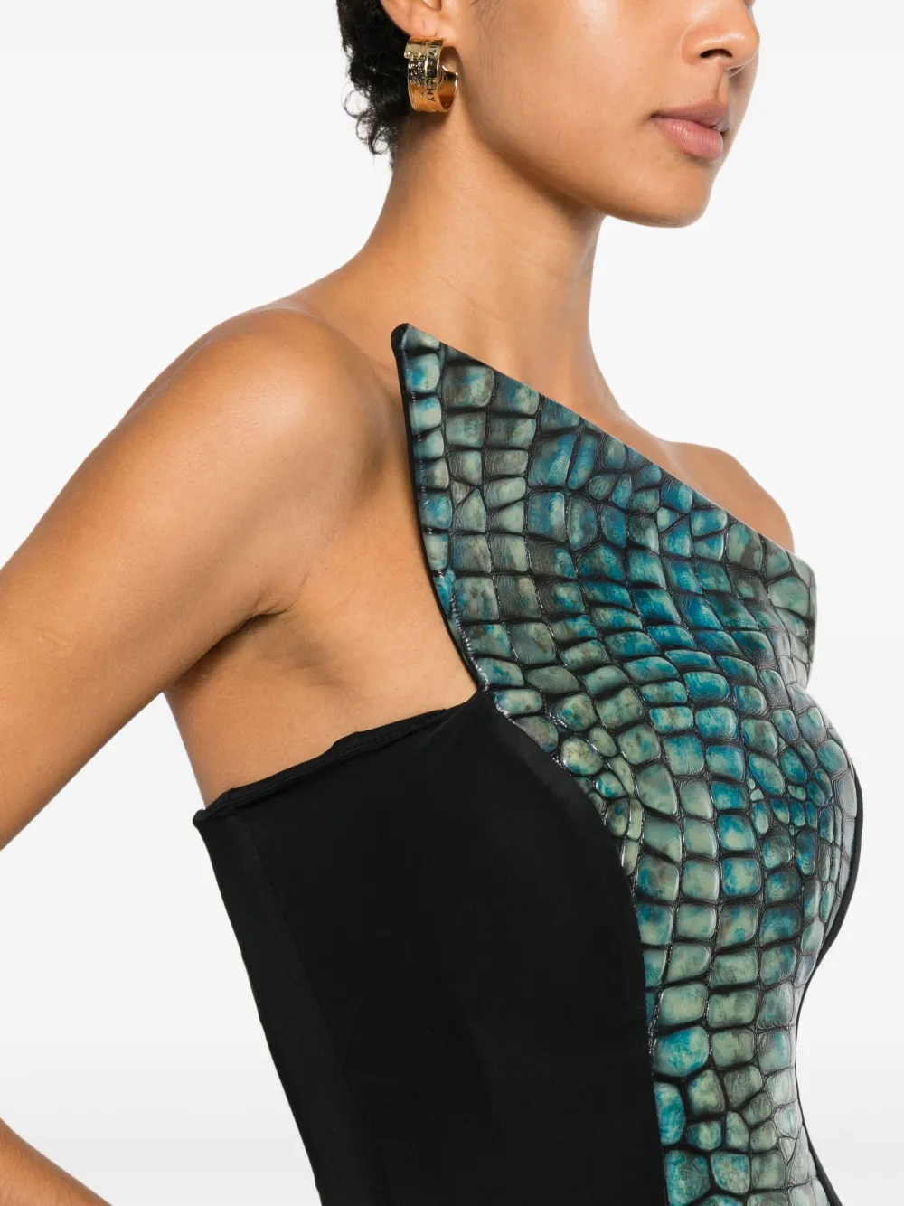 MITILIANE COUTURE Leren jurk met reliëf Zwart