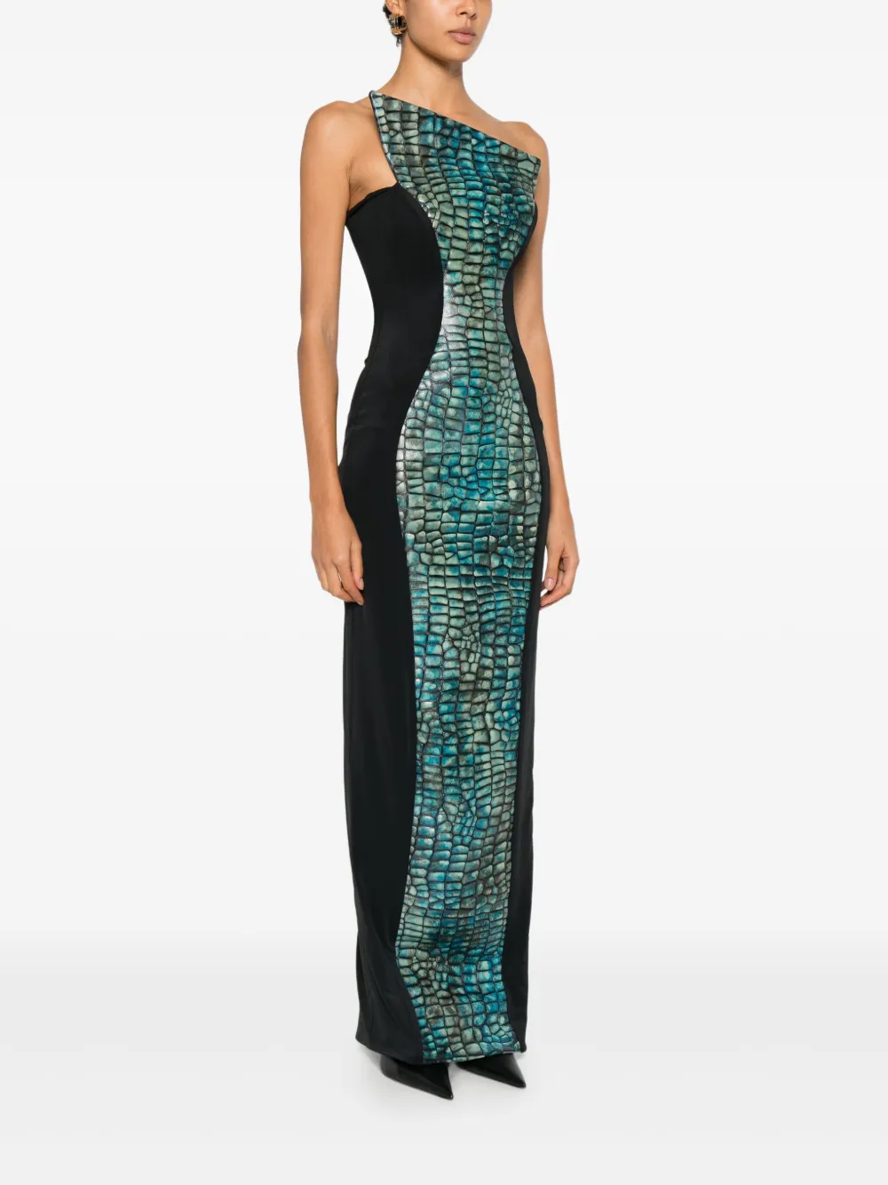 MITILIANE COUTURE Leren jurk met reliëf Zwart