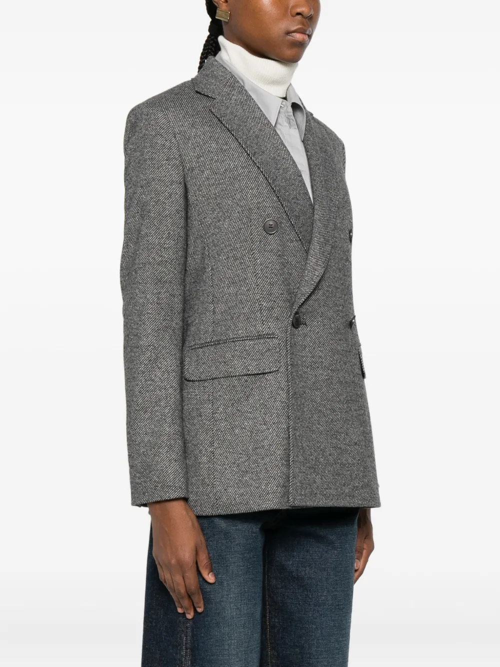 Max Mara Double-breasted Blazer In Gray