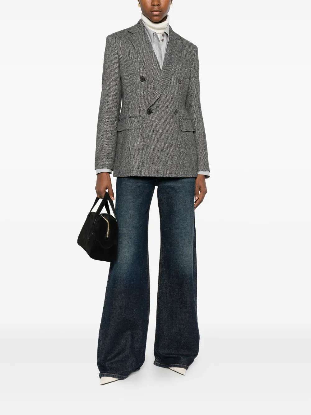 Max Mara Double-breasted Blazer In Gray